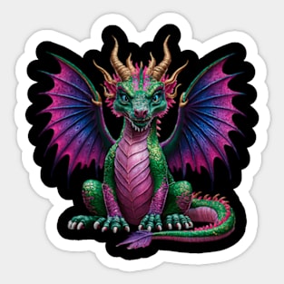 Colorful Horned Dragon Magical Mystical Fantasy Creature Animal Sticker